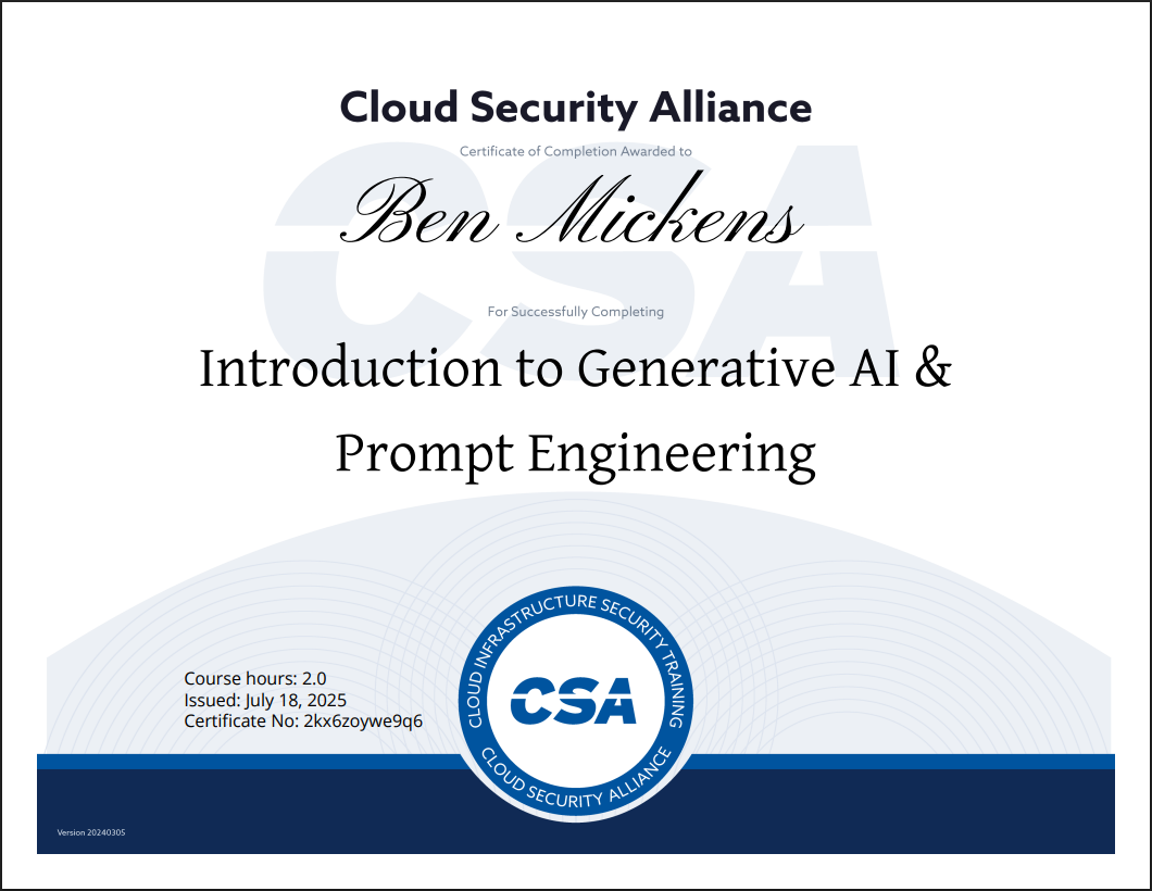 CSA Prompt Engineering Certification